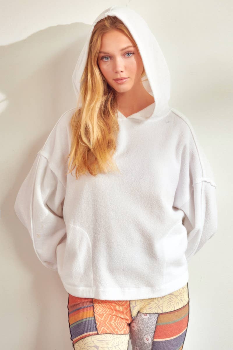 Raw Edge Details Oversize Hoodie Top