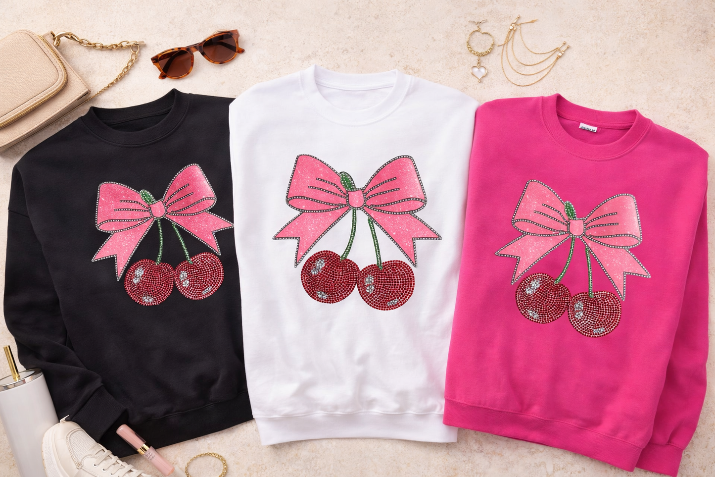 Cherries with a bow on top