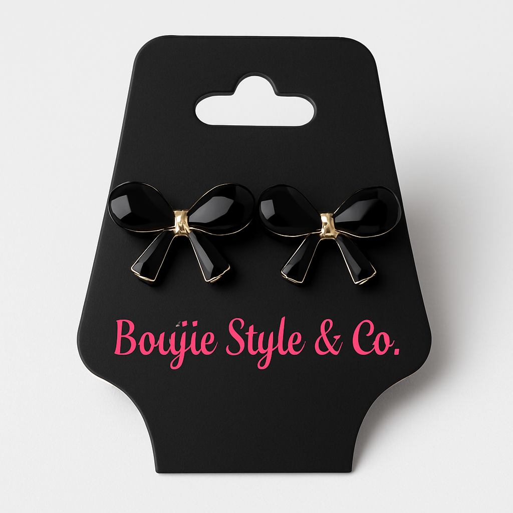 Black bow-shaped earrings