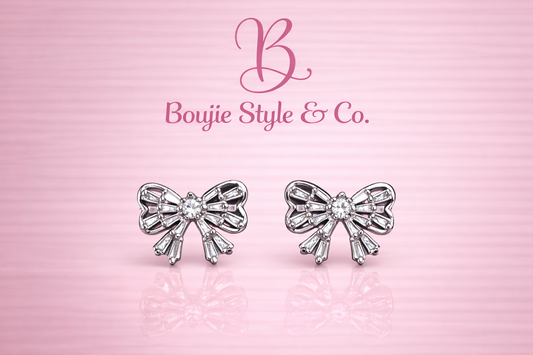 Bow’d & Boujie Crystal Bow Stud Earrings