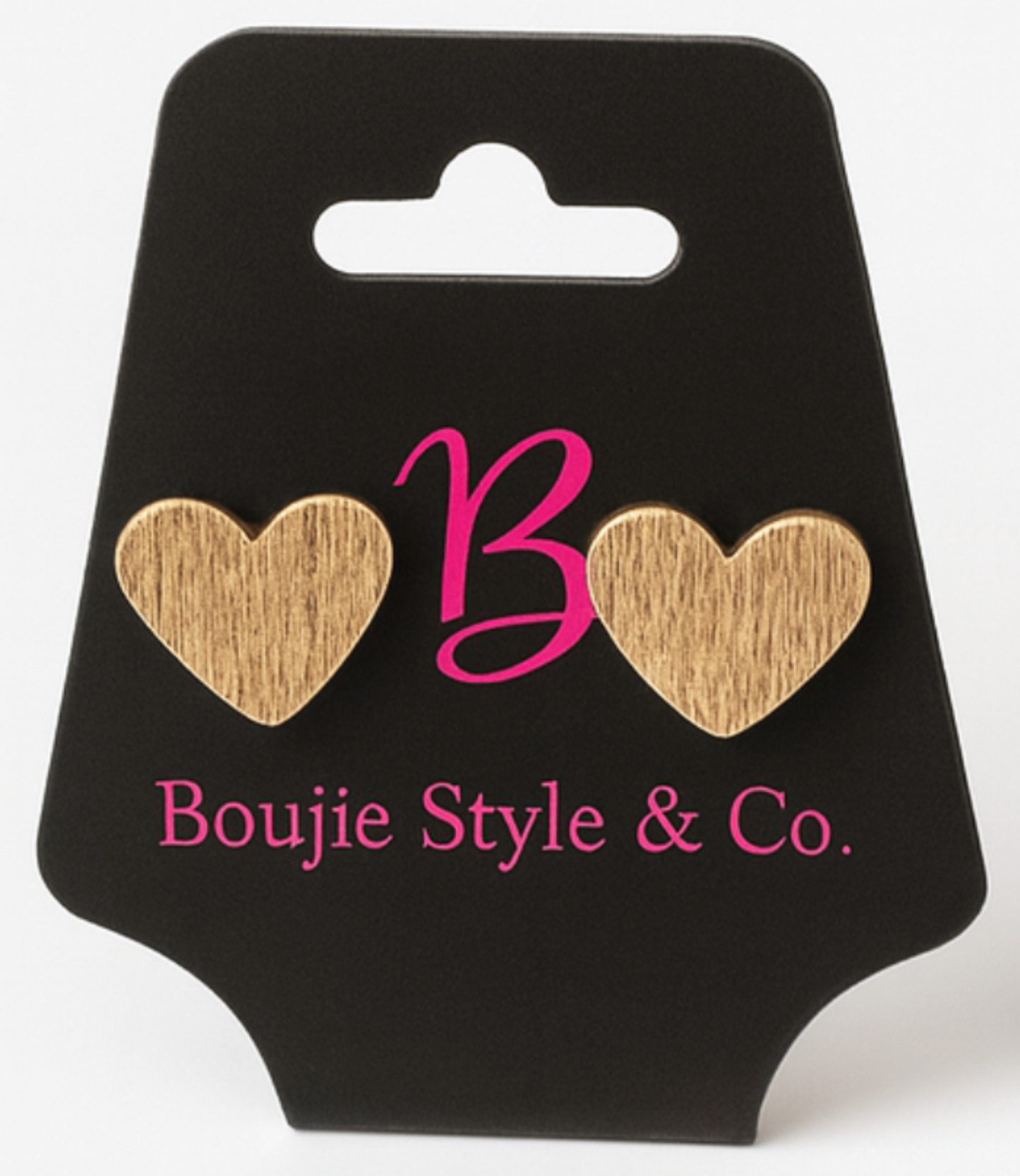 Brushed Metal Heart Stud Earrings