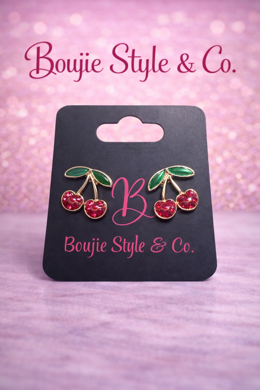 Cherry Bomb Sparkle Stud Earrings