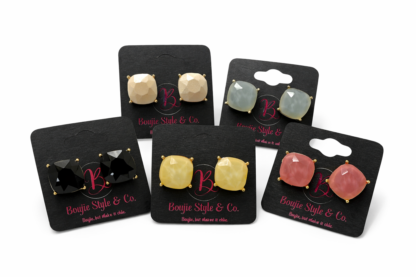 Faceted Stone Stud Earrings