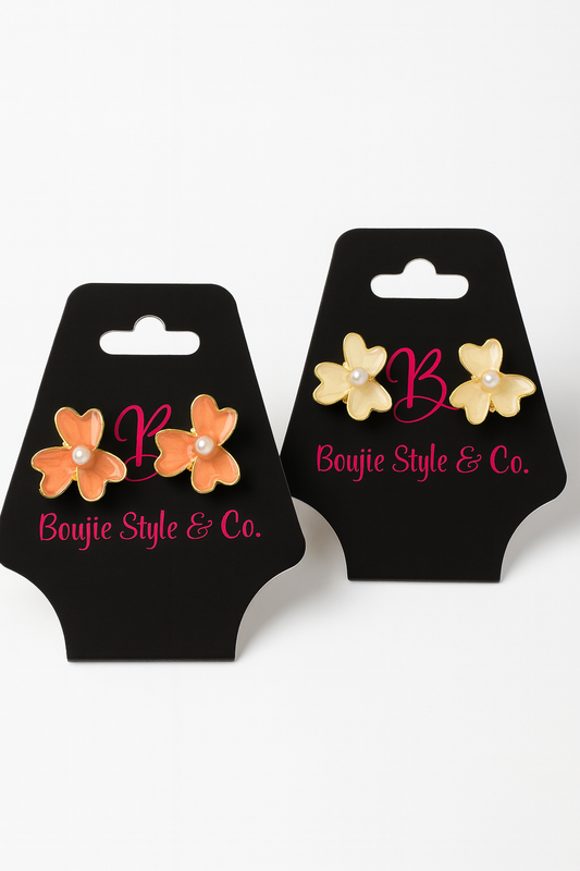 Floral Pearl Stud Earrings