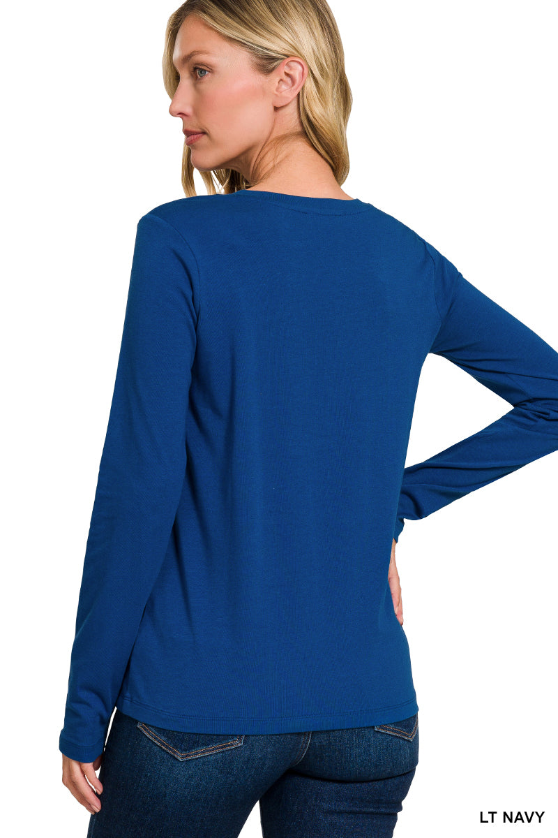 Cotton Crew Neck Long Sleeve T-shirt