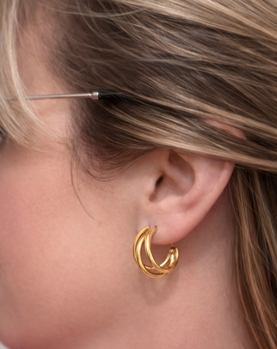 Gilded Harmony Hoop Earrings