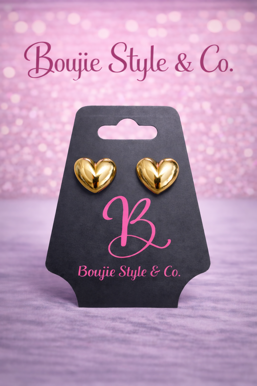 Golden Sweetheart Stud Earrings