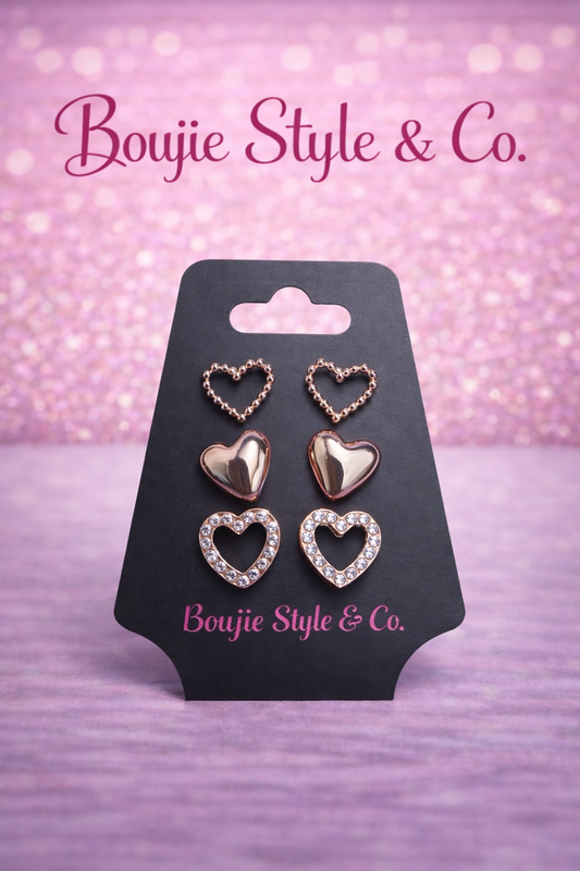 Hearts on Repeat Stud Earring Trio