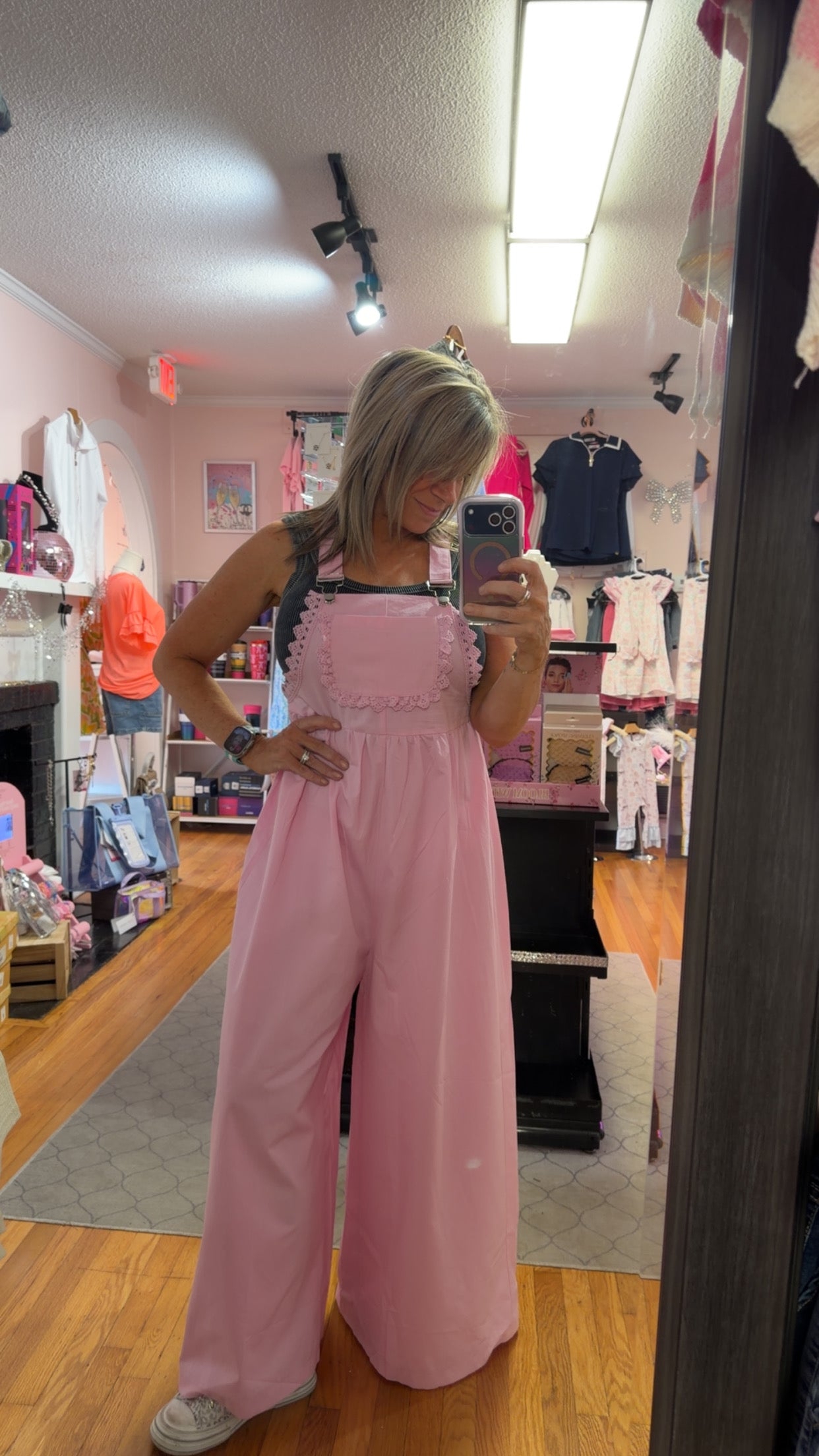 Blush Belle Lace Trimmed Overalls
