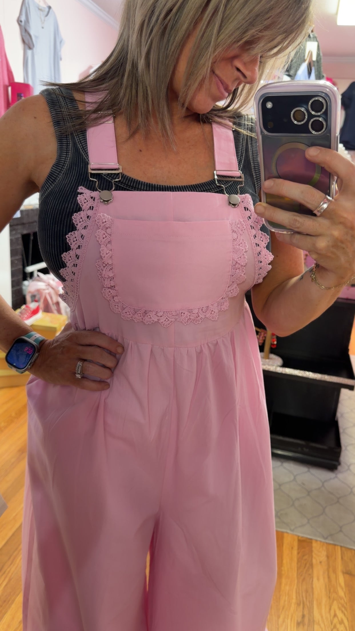 Blush Belle Lace Trimmed Overalls