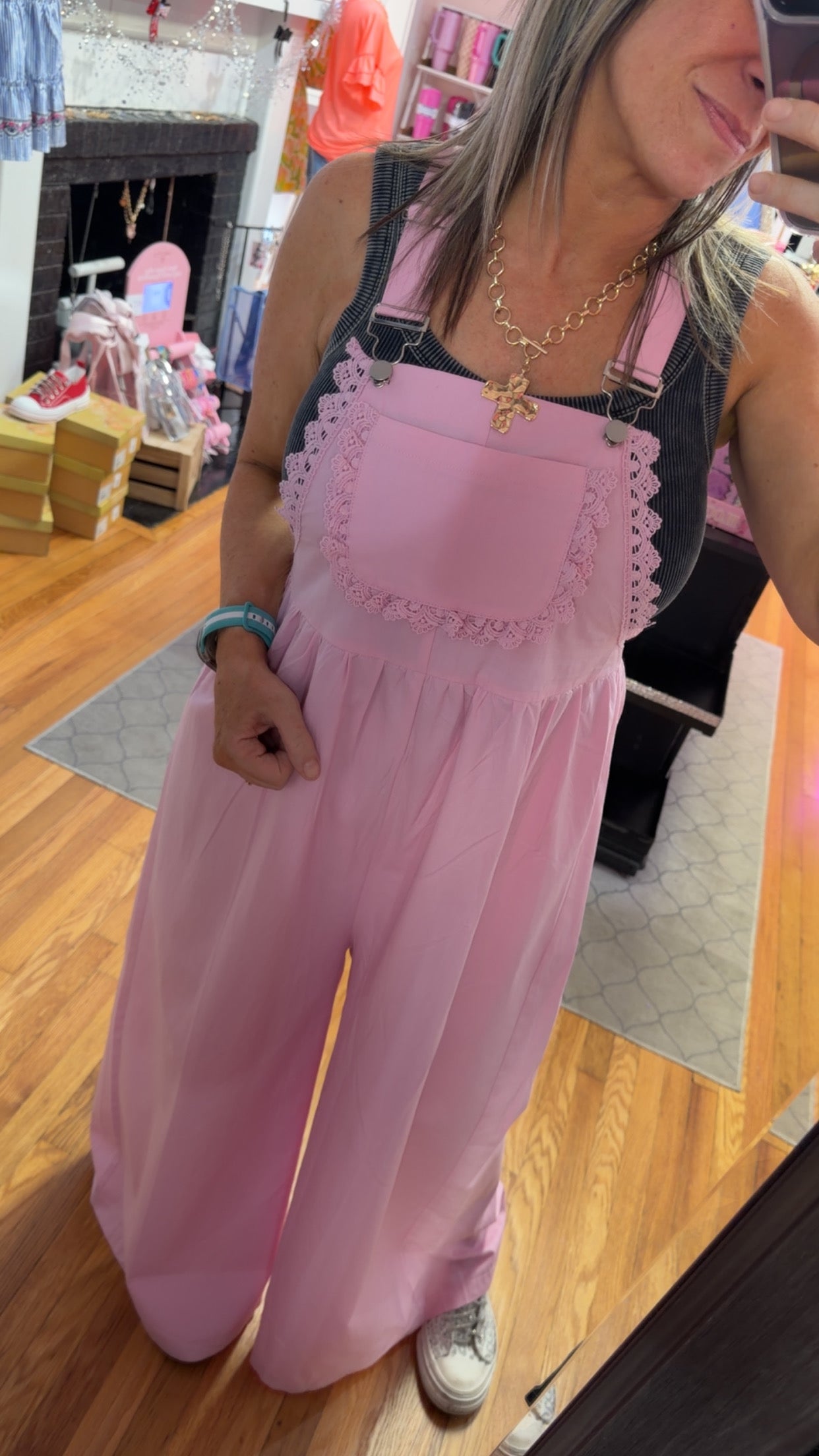 Blush Belle Lace Trimmed Overalls
