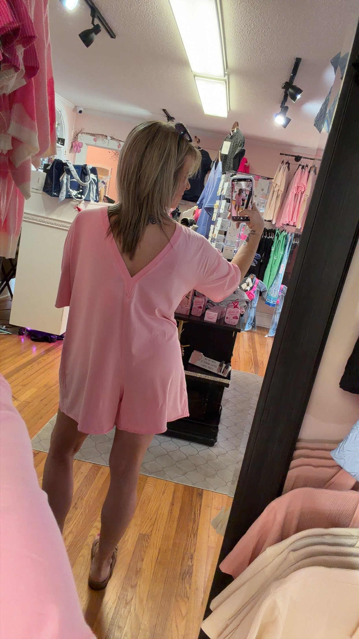 V-Neck Relaxed Fit Lounge Romper with Pockets