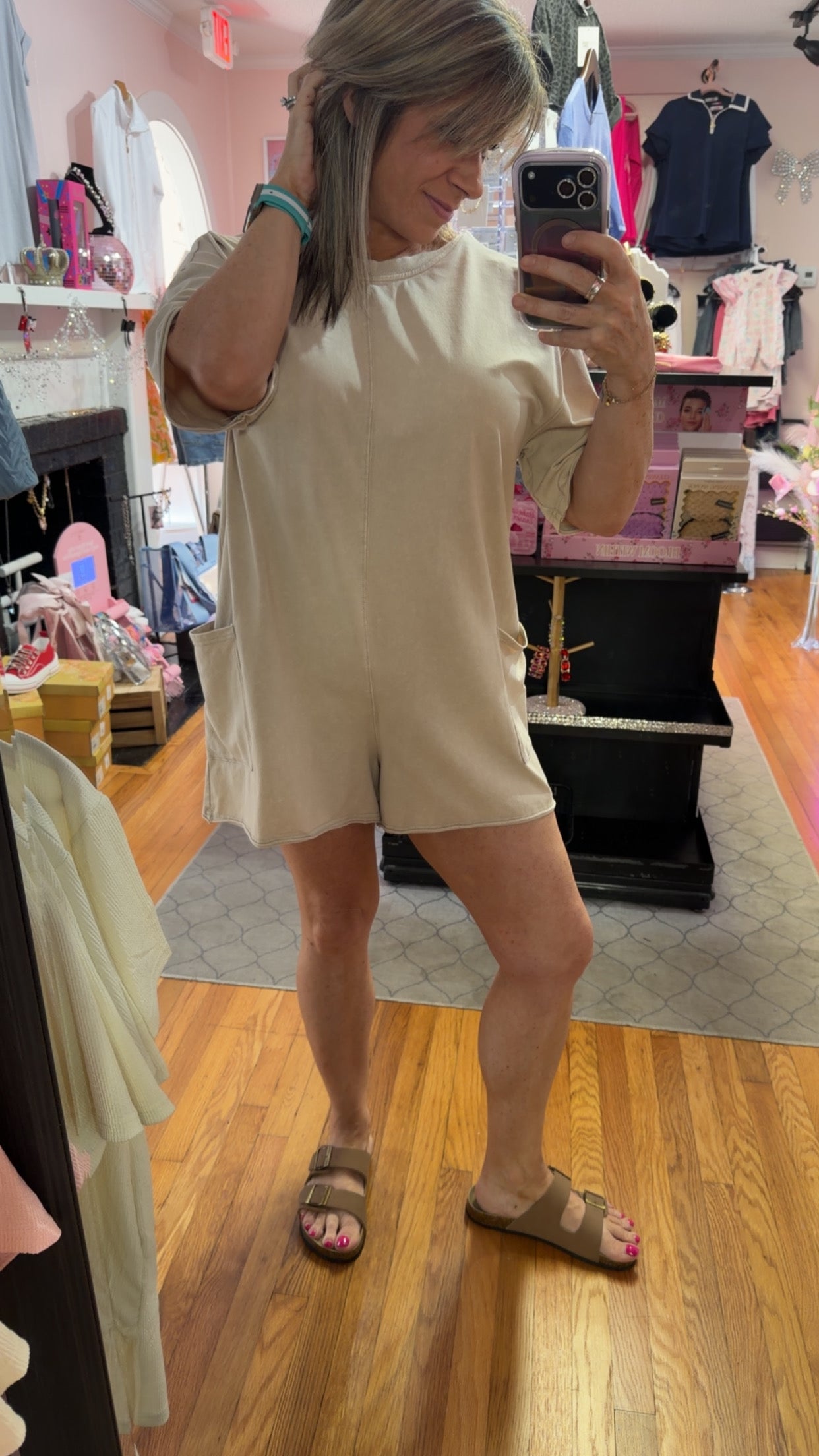 V-Neck Relaxed Fit Lounge Romper with Pockets