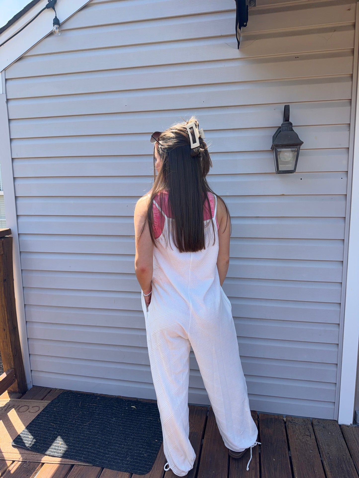 Women's Relaxed White Textured Jumper