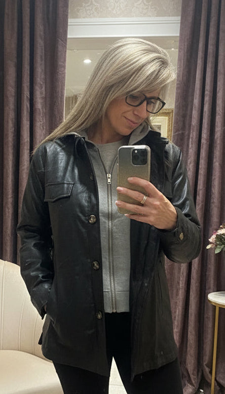 Carole Christian Faux Leather Jacket