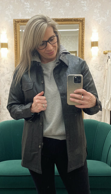 Carole Christian Faux Leather Jacket