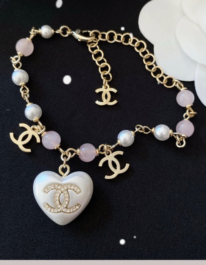 The Blush Pearl Heart Charm Bracelet
