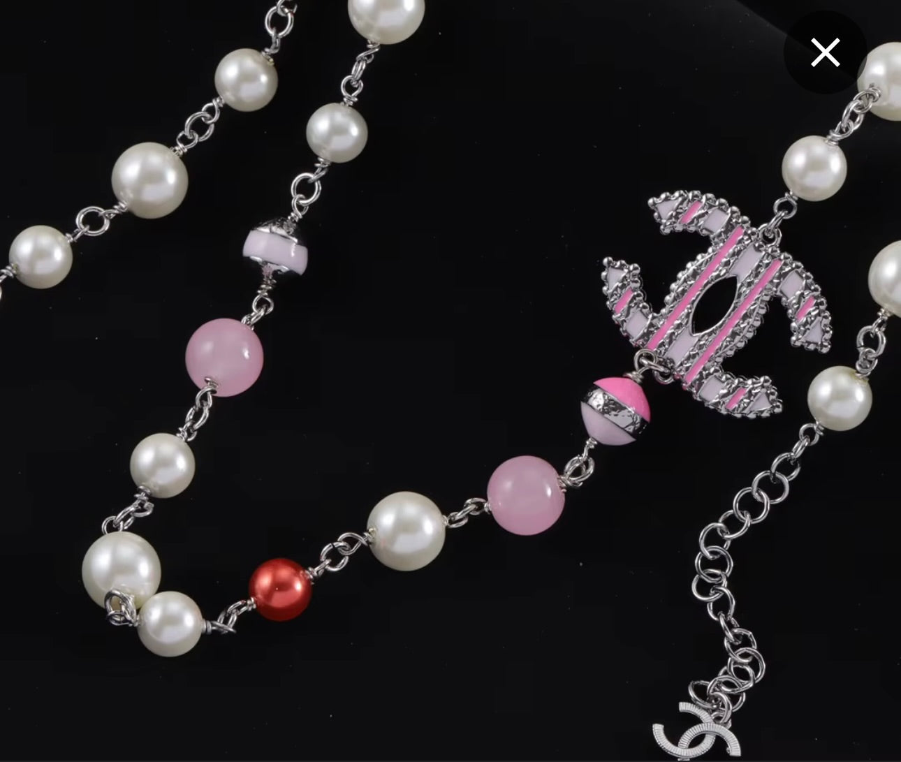 Rose Pearl Station Necklace