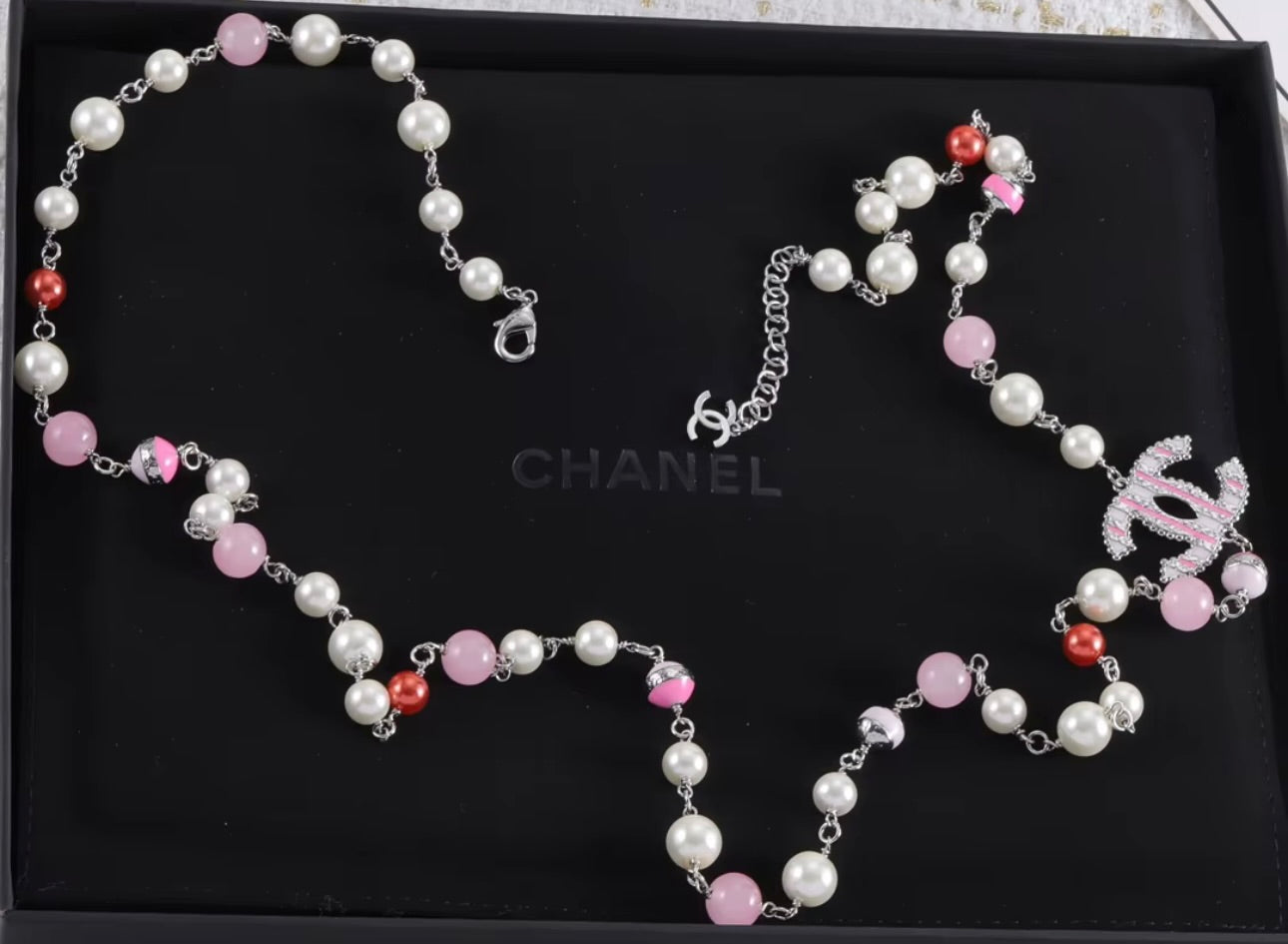 Rose Pearl Station Necklace