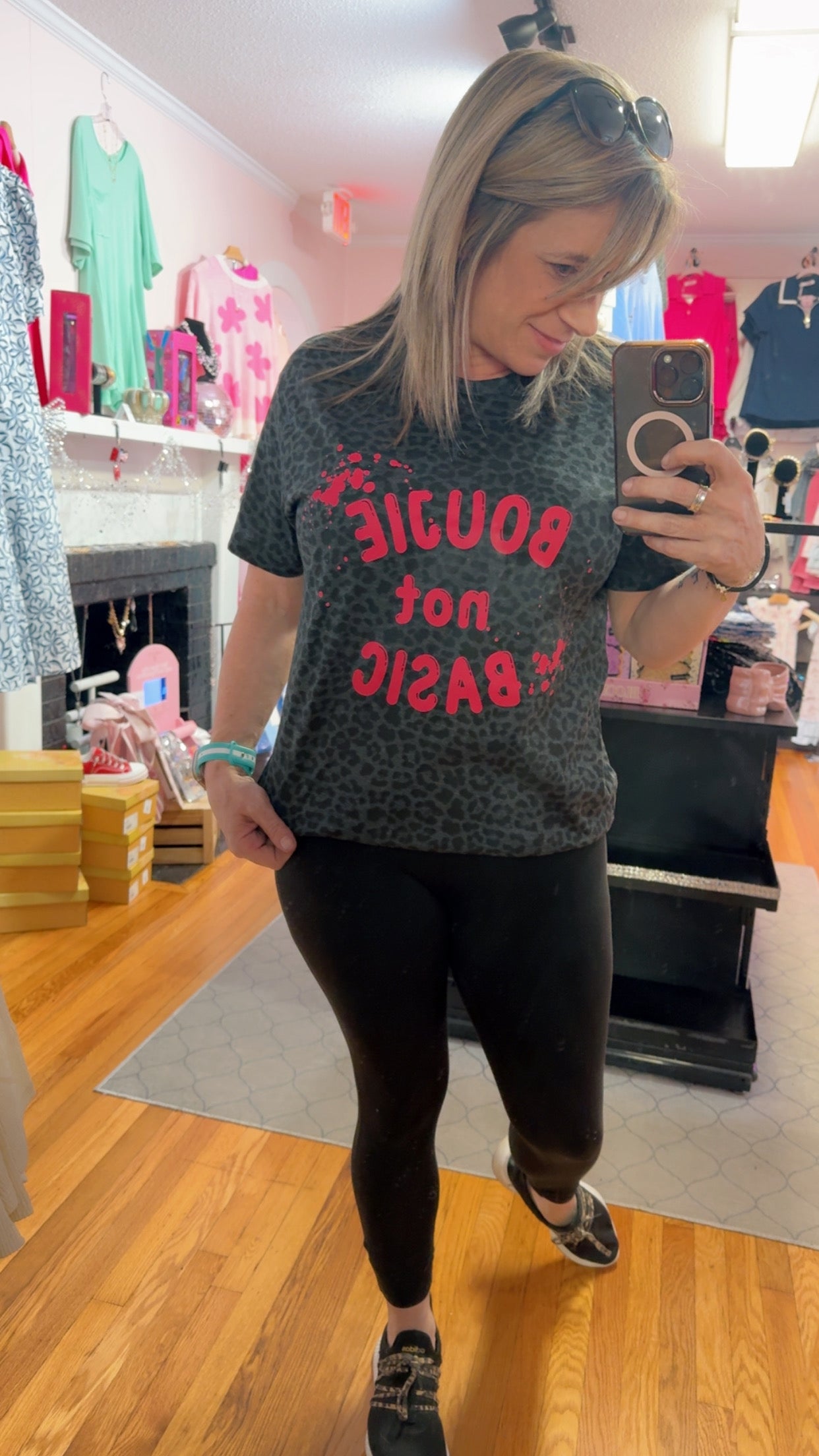 Boujie Not Basic Leopard Graphic Tee