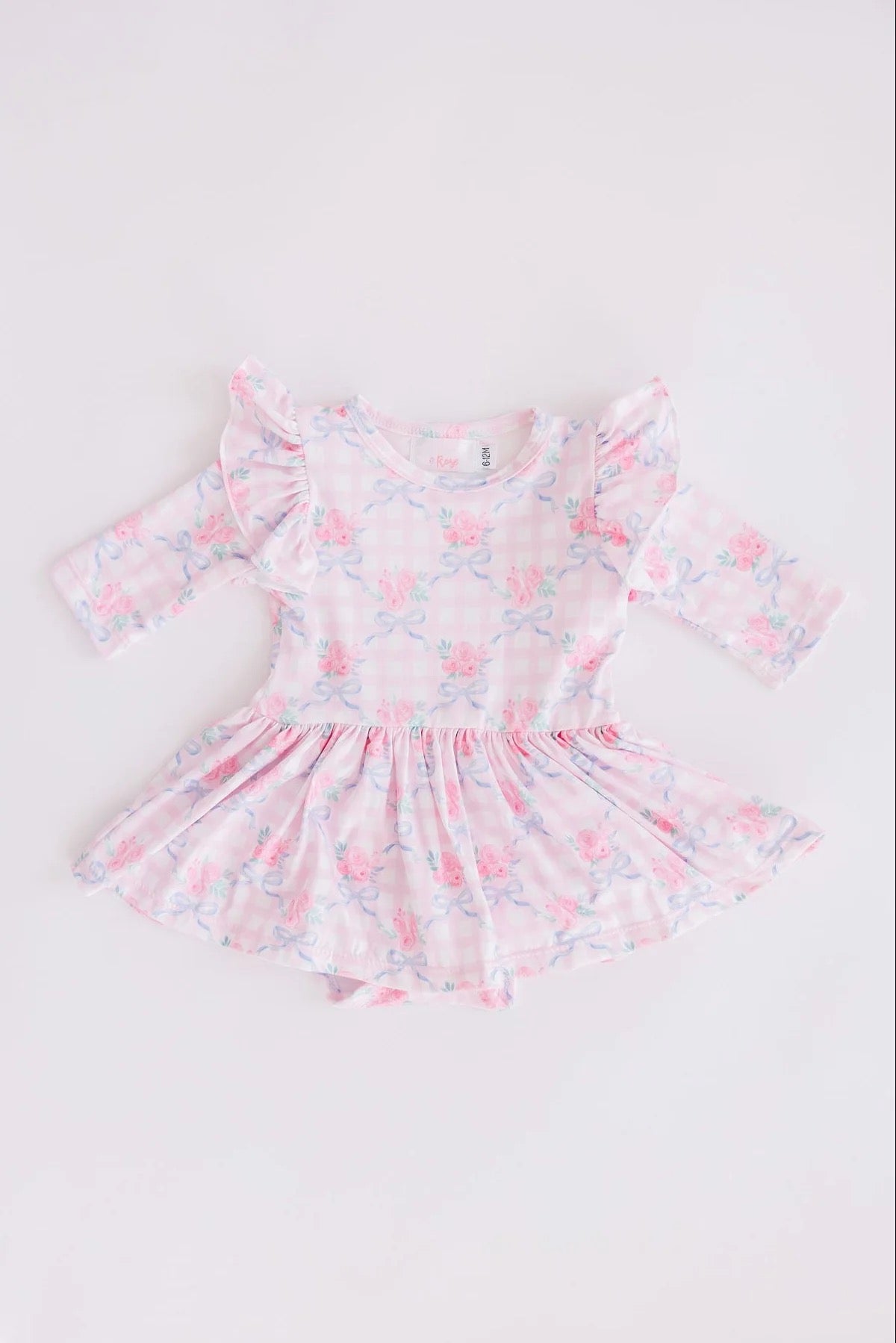 Ribbons & Roses 3/4 Sleeve Flutter Twirl Bodysuit leotard