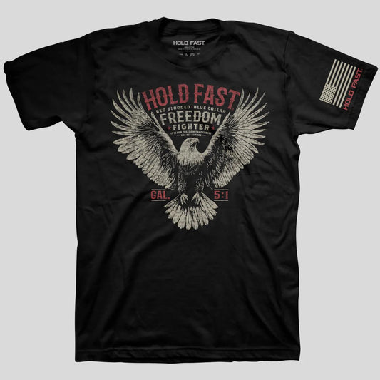 HOLD FAST Mens T-Shirt Freedom Fighter Eagle