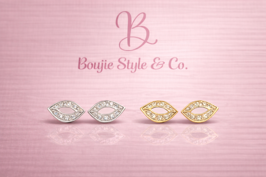 Kiss & Sparkle Lip Stud Earrings