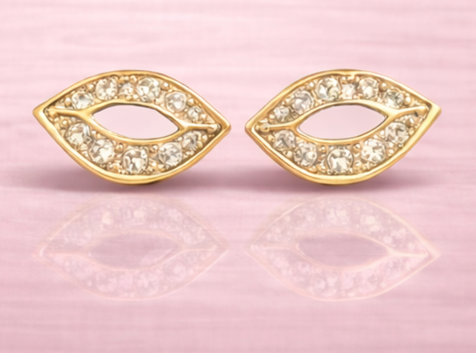 Kiss & Sparkle Lip Stud Earrings