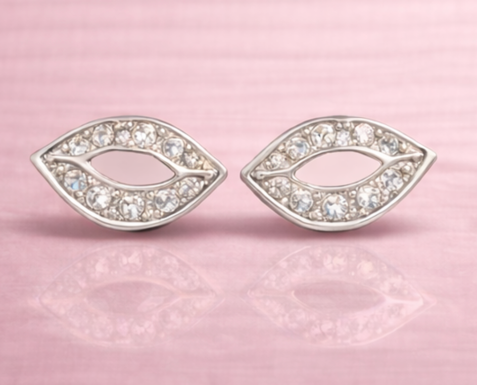 Kiss & Sparkle Lip Stud Earrings