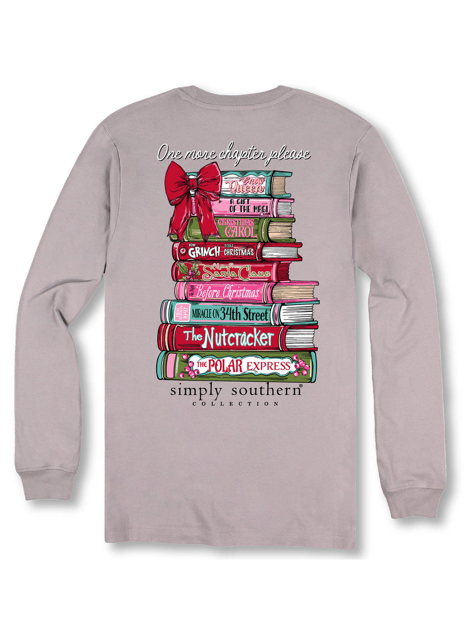 Long Sleeve "One More Chapter" Book Stack T-Shirt