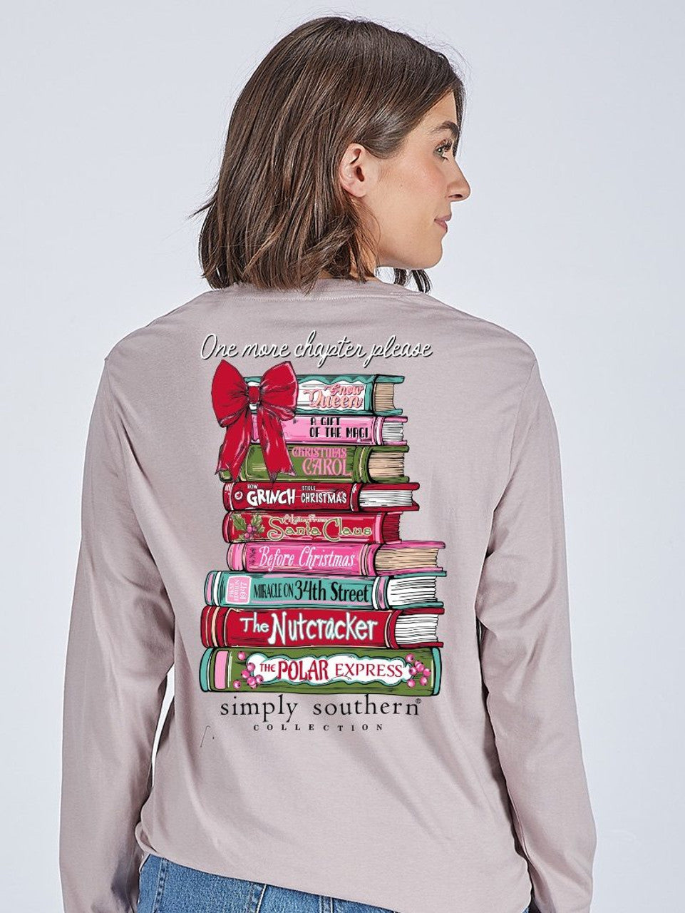 Long Sleeve "One More Chapter" Book Stack T-Shirt