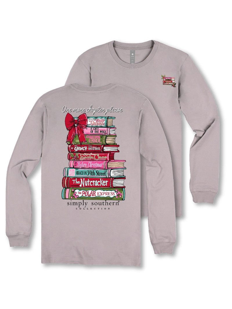 Long Sleeve "One More Chapter" Book Stack T-Shirt