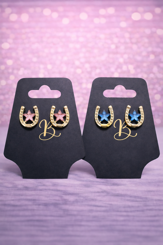 Lucky Star Horseshoe Stud Earrings