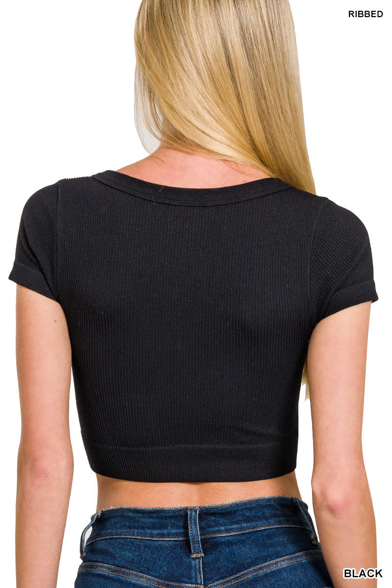 Ribbed Double Layered Seamless Crop Top