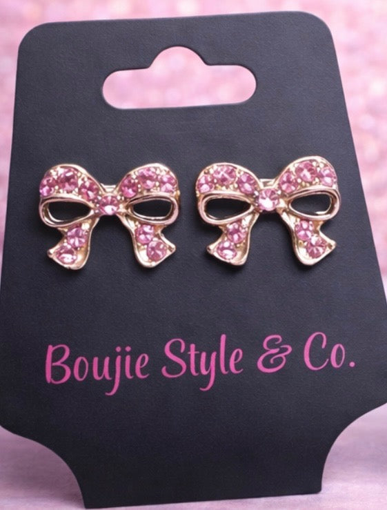 Pretty Little Bow Crystal Stud Earrings