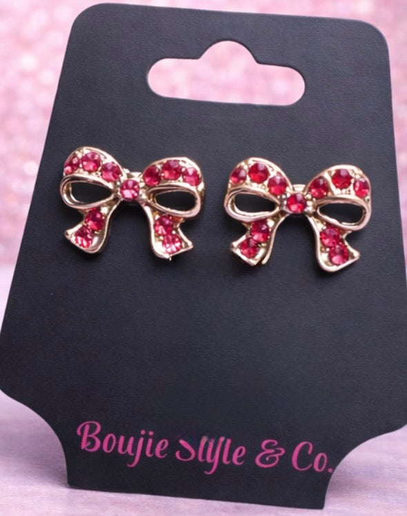 Pretty Little Bow Crystal Stud Earrings