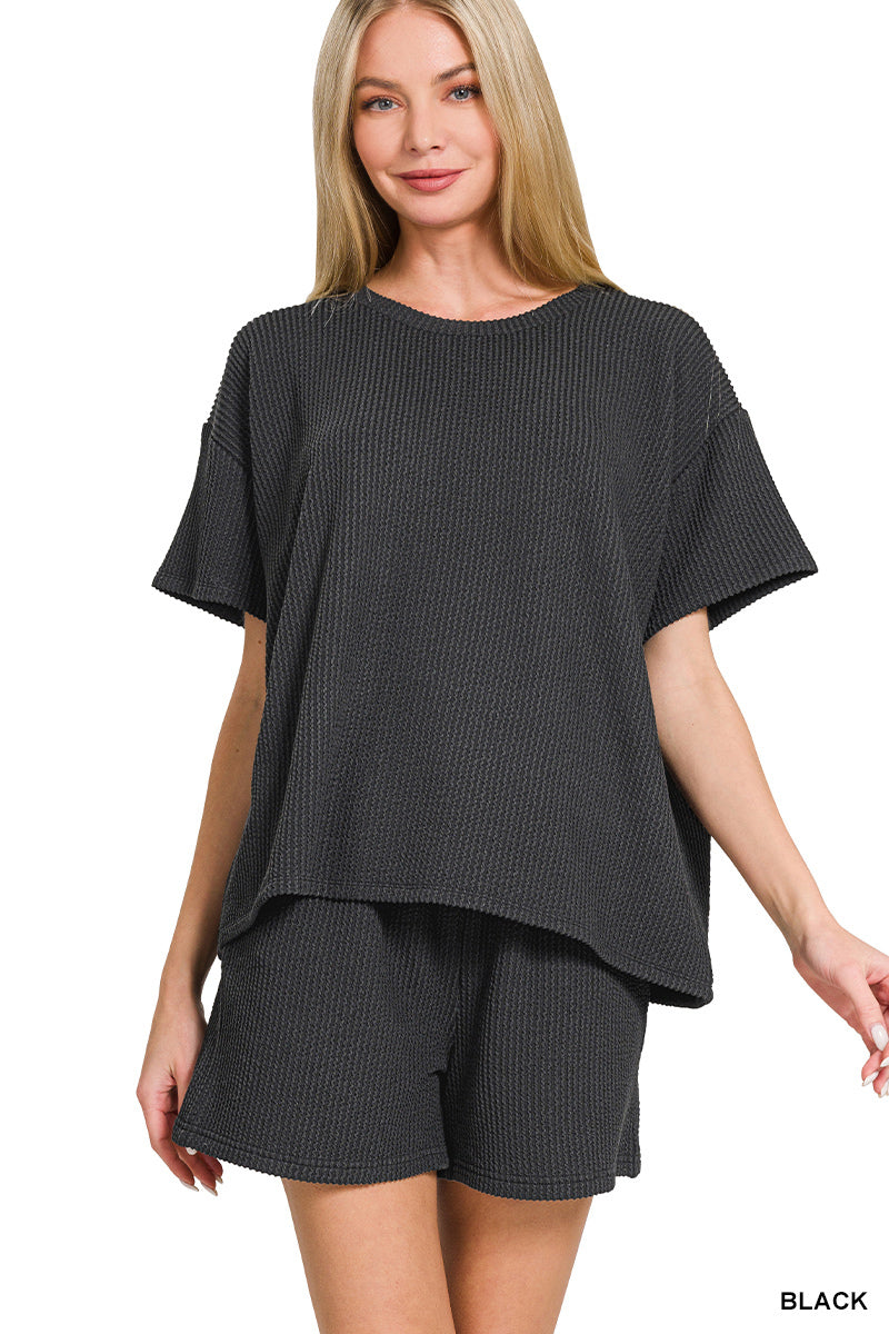 CORDED RIB SHORT SLEEVE TEE & SHORT PANTS SET