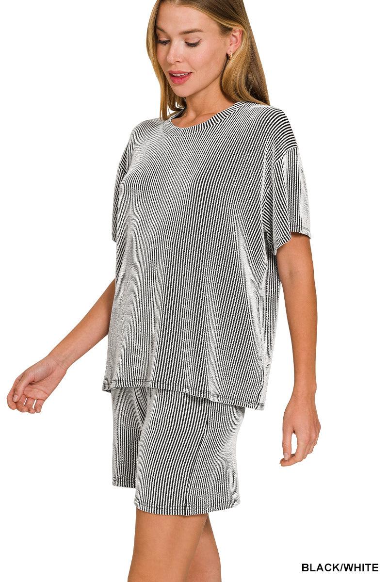 CORDED RIB SHORT SLEEVE TEE & SHORT PANTS SET