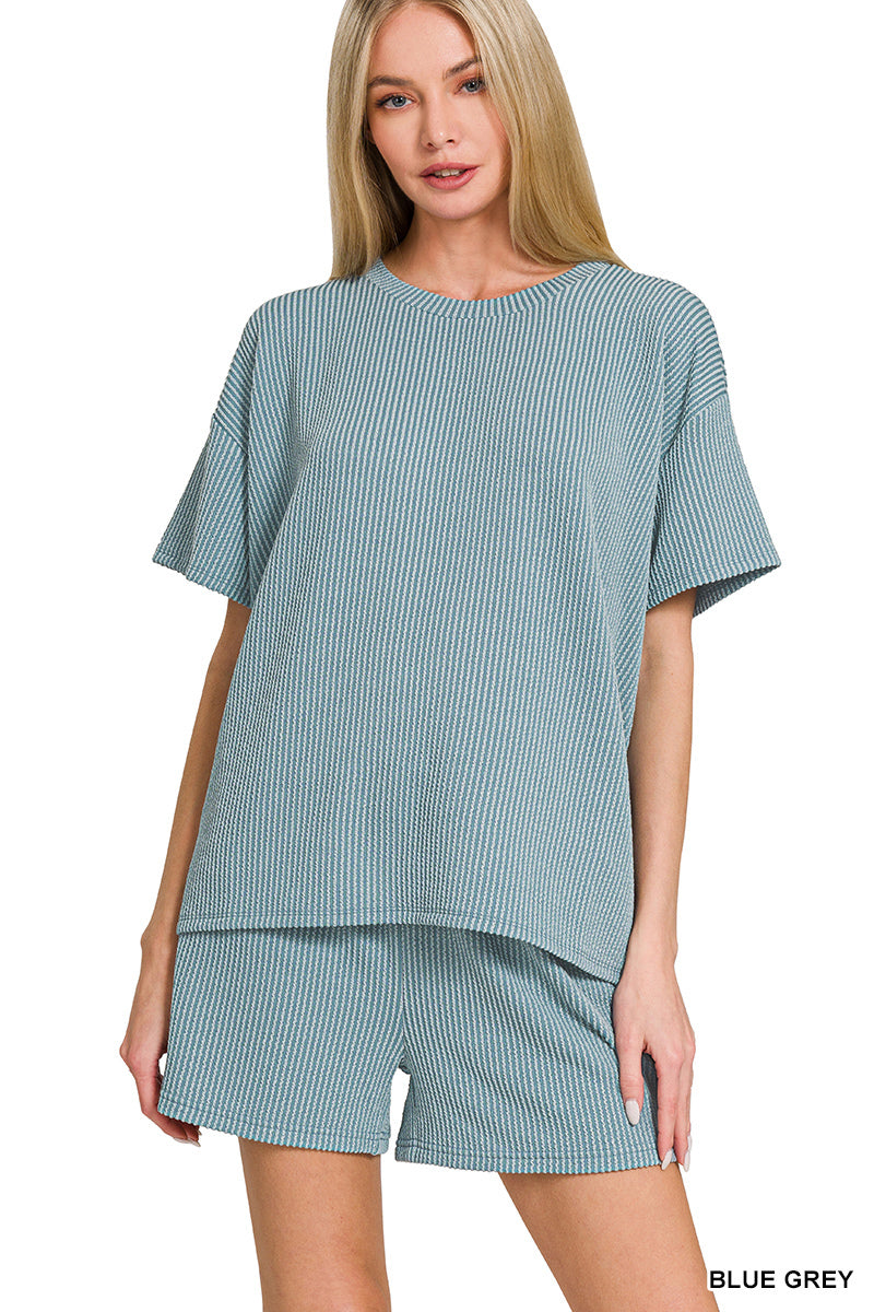 CORDED RIB SHORT SLEEVE TEE & SHORT PANTS SET