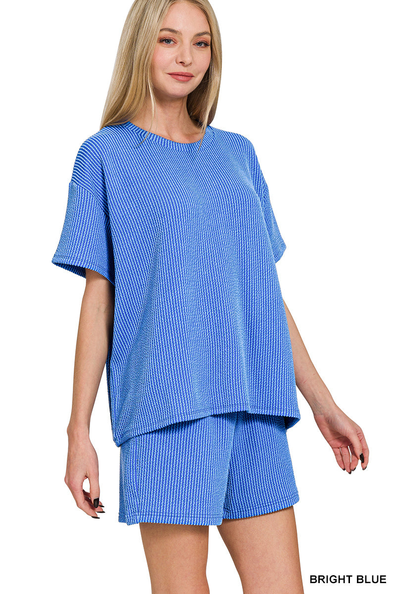 CORDED RIB SHORT SLEEVE TEE & SHORT PANTS SET