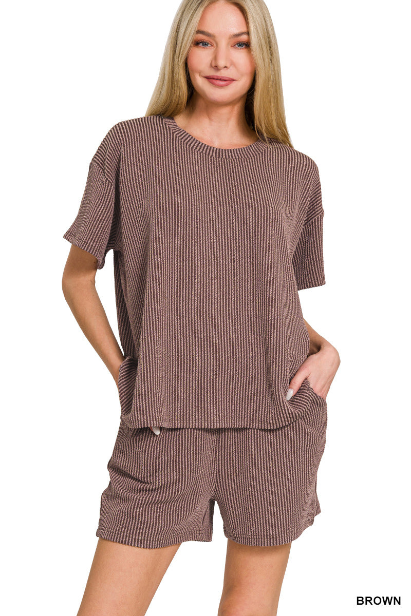 CORDED RIB SHORT SLEEVE TEE & SHORT PANTS SET