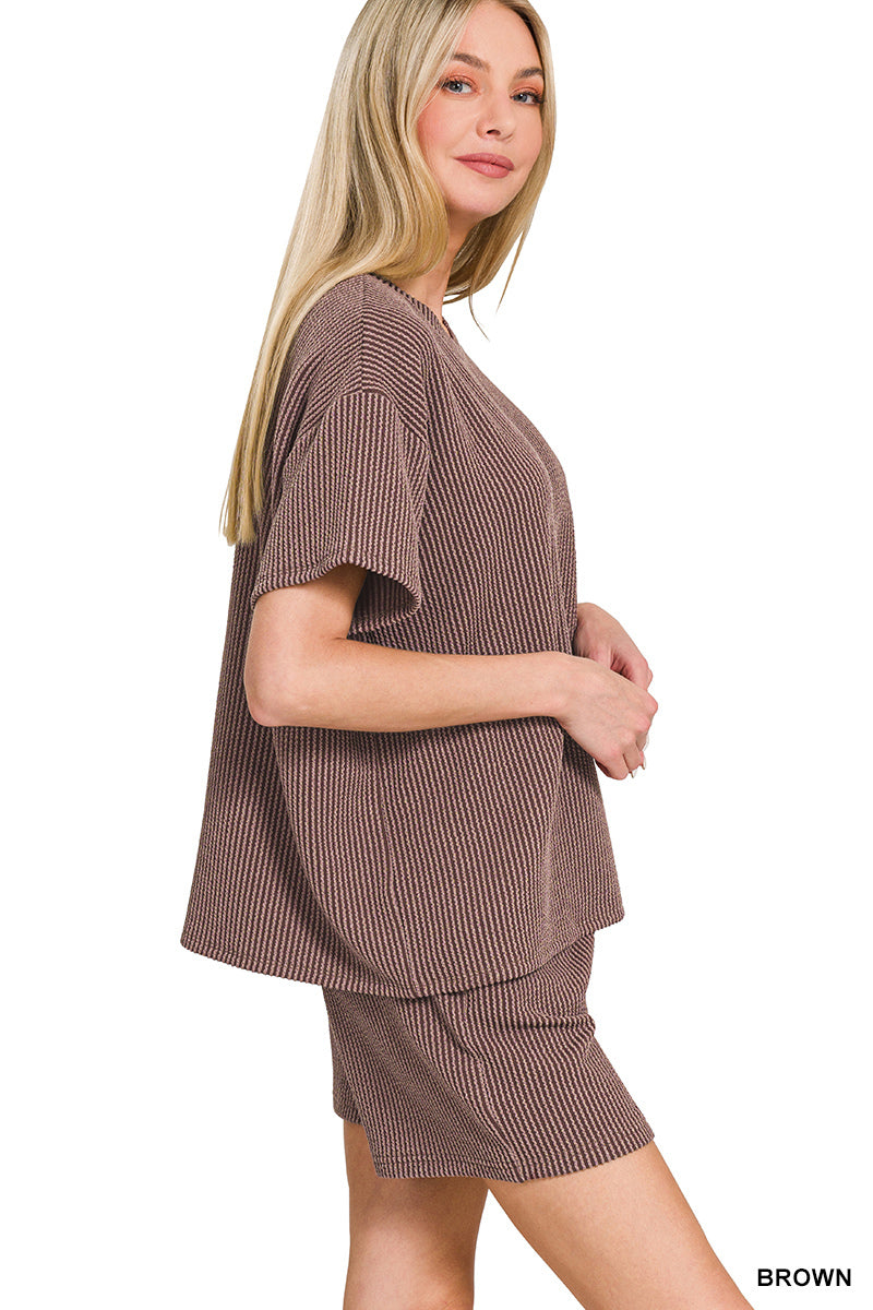 CORDED RIB SHORT SLEEVE TEE & SHORT PANTS SET