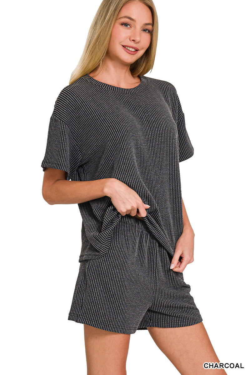 CORDED RIB SHORT SLEEVE TEE & SHORT PANTS SET