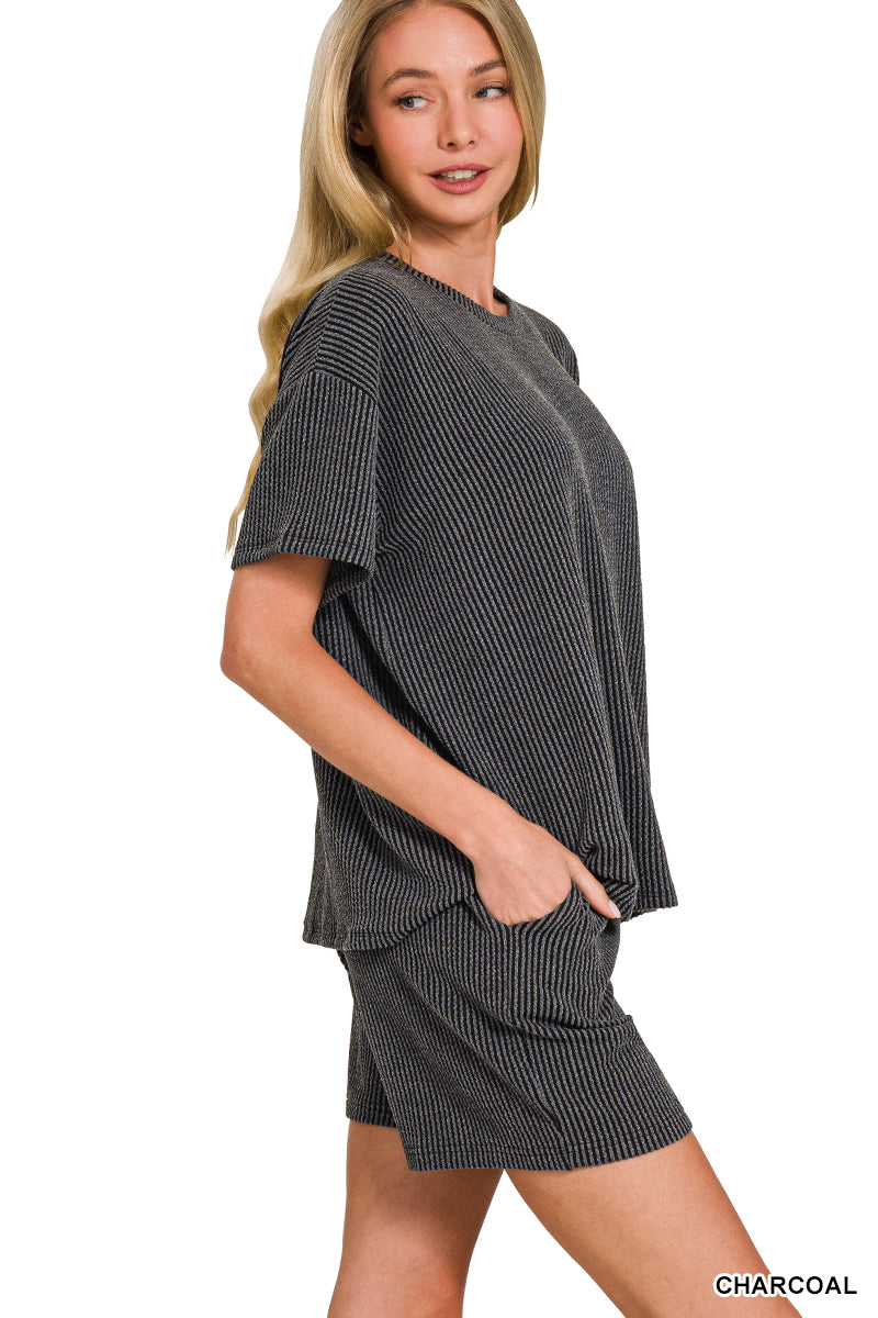 CORDED RIB SHORT SLEEVE TEE & SHORT PANTS SET