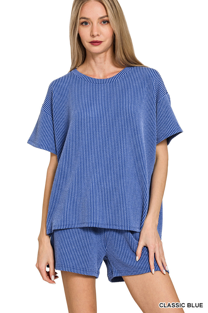 CORDED RIB SHORT SLEEVE TEE & SHORT PANTS SET