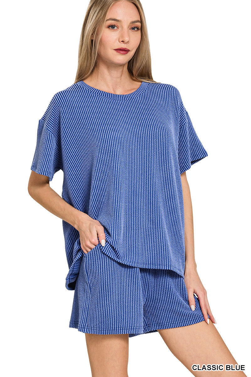 CORDED RIB SHORT SLEEVE TEE & SHORT PANTS SET
