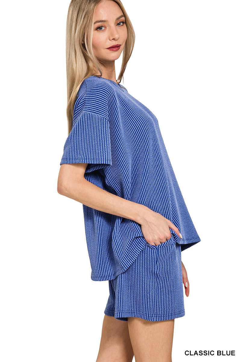 CORDED RIB SHORT SLEEVE TEE & SHORT PANTS SET