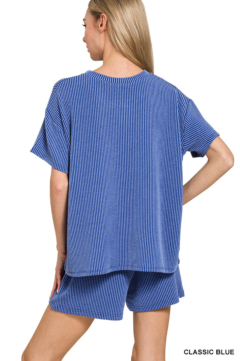 CORDED RIB SHORT SLEEVE TEE & SHORT PANTS SET