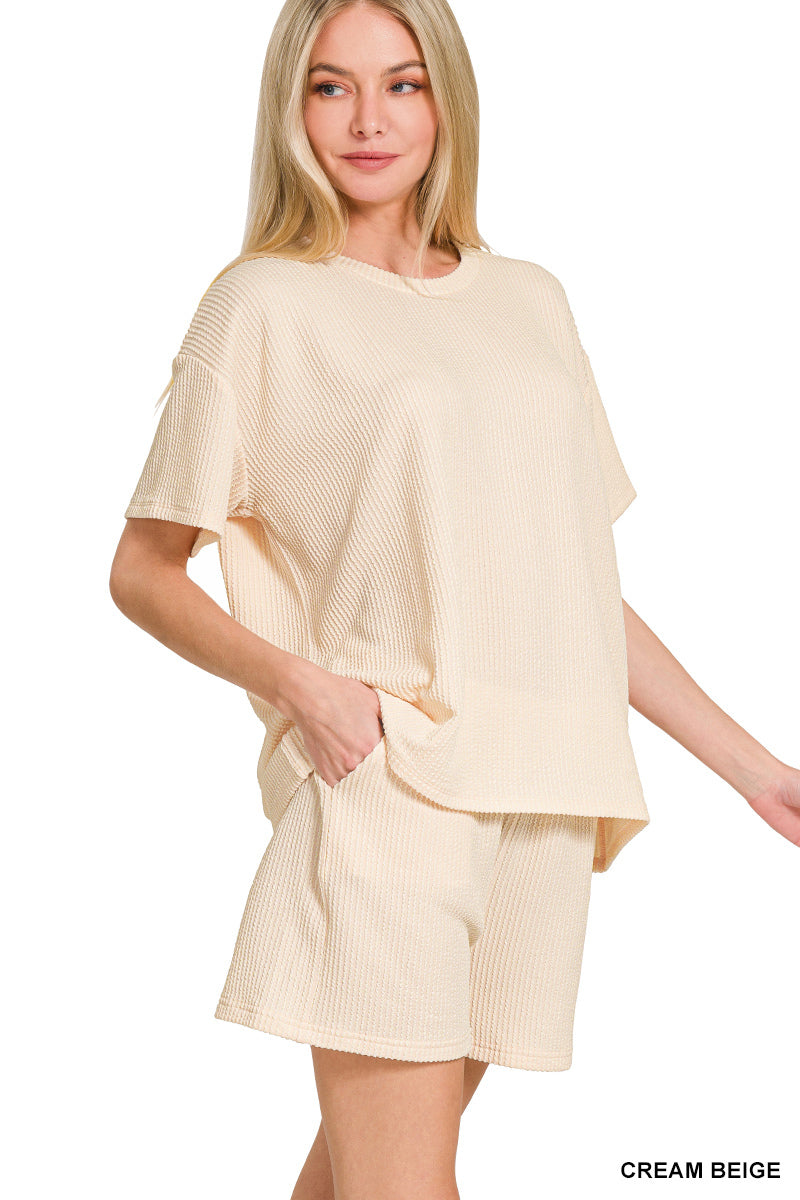 CORDED RIB SHORT SLEEVE TEE & SHORT PANTS SET