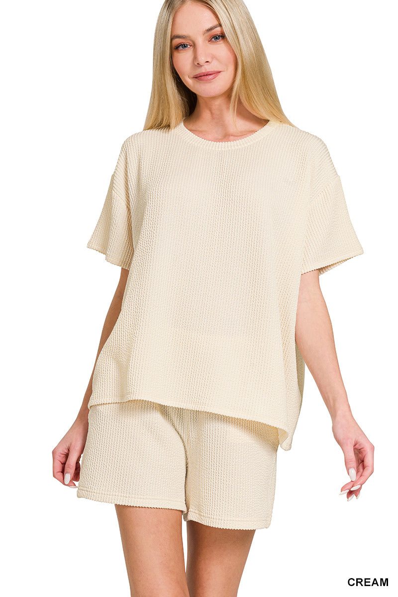 CORDED RIB SHORT SLEEVE TEE & SHORT PANTS SET